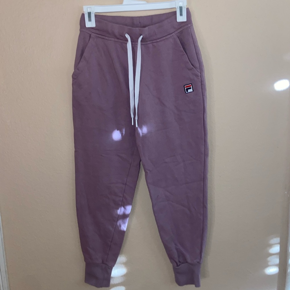 pink y2k fashion FILA track sweat pants bottoms workout Street wear gym joggers